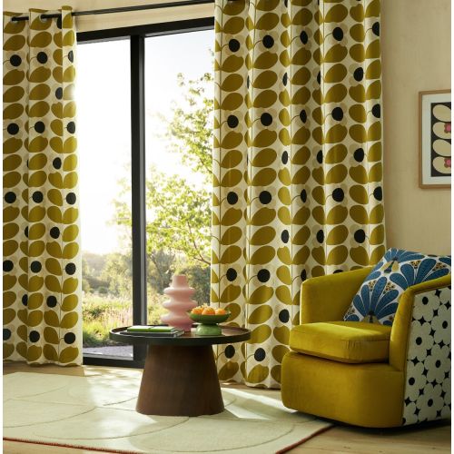 Stem Bloom Antique Gold Ready Made Curtains