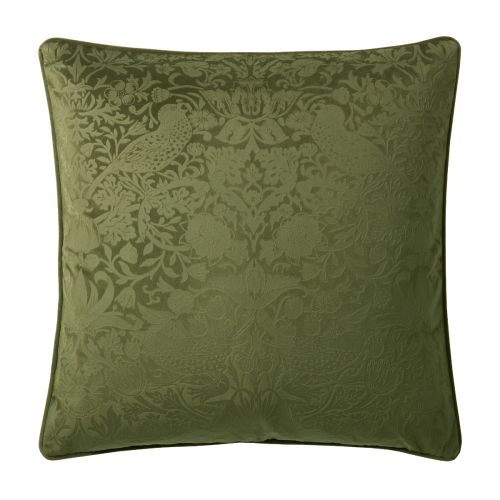 Strawberry Thief Embossed Olive 50x50cm Microfibre Cushion