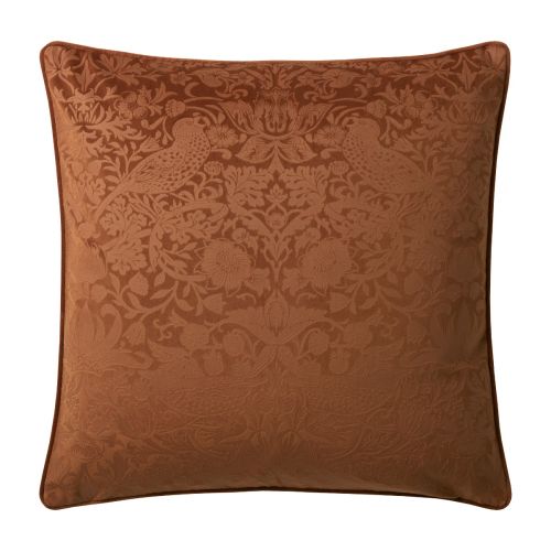 Strawberry Thief Embossed Saffron 50x50cm Microfibre Cushion